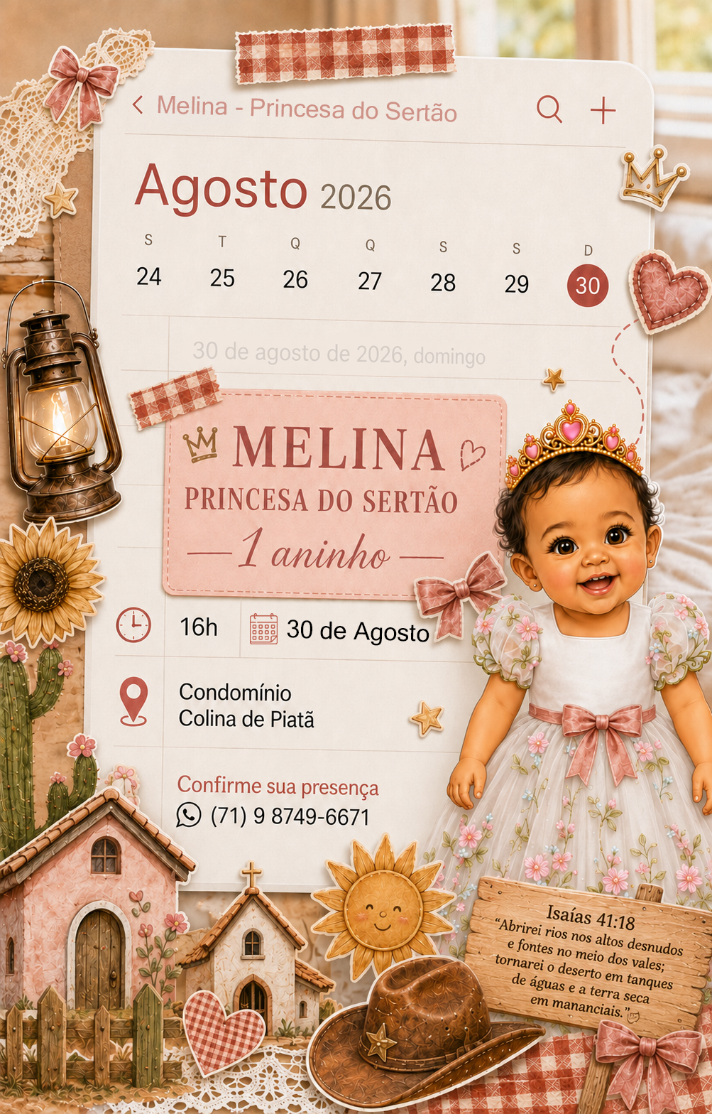 Convite de aniversário de Melina, Princesa do Sertão